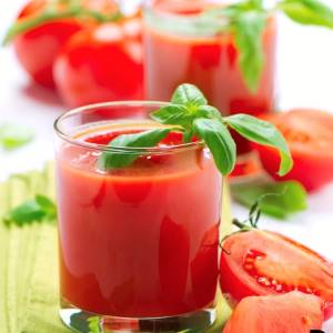 tomato juice with fresh herbs